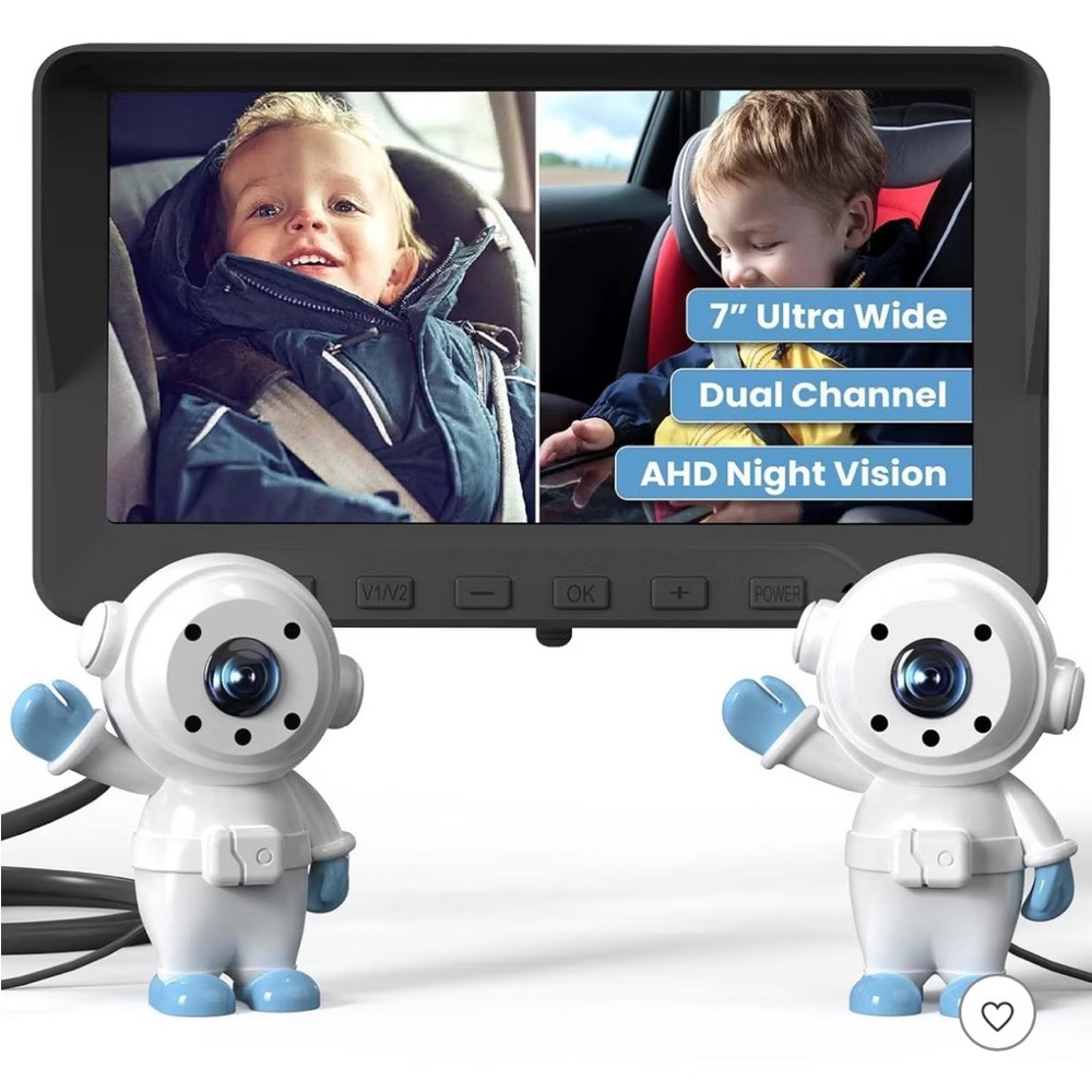 NWOT GROWNSY Baby Car Camera for 2 Kids 7 in Ultrawide,  2 Camera, Night Vision